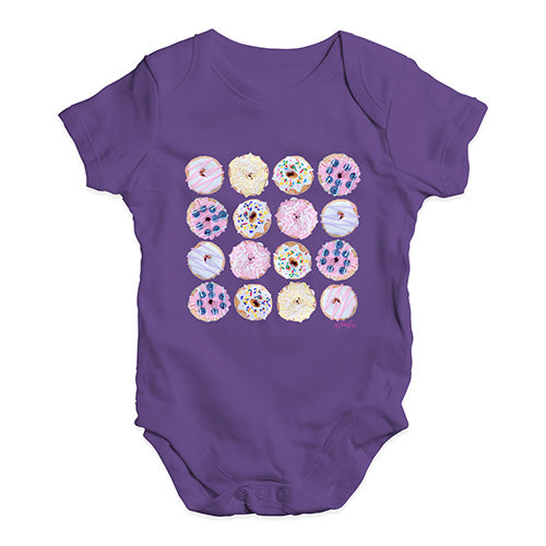 Pink Donuts Pattern Baby Unisex Baby Grow Bodysuit