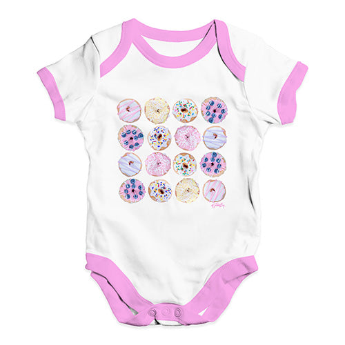 Pink Donuts Pattern Baby Unisex Baby Grow Bodysuit