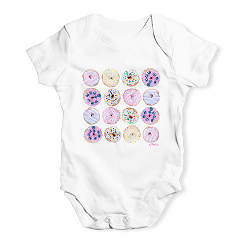 Pink Donuts Pattern Baby Unisex Baby Grow Bodysuit