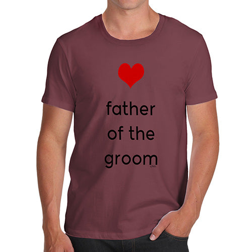 Funny Tee For Men Father Of The Groom Heart Men's T-Shirt Small Burgundy