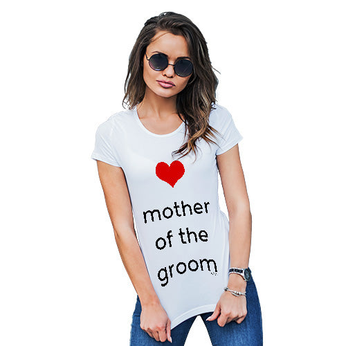 Novelty Tshirts Women Mother Of The Groom Heart Women's T-Shirt Small White