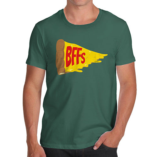 Novelty T Shirts For Dad Pizza BFFs Men's T-Shirt Large Bottle Green