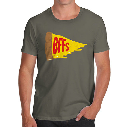 Novelty Tshirts Men Funny Pizza BFFs Men's T-Shirt X-Large Khaki