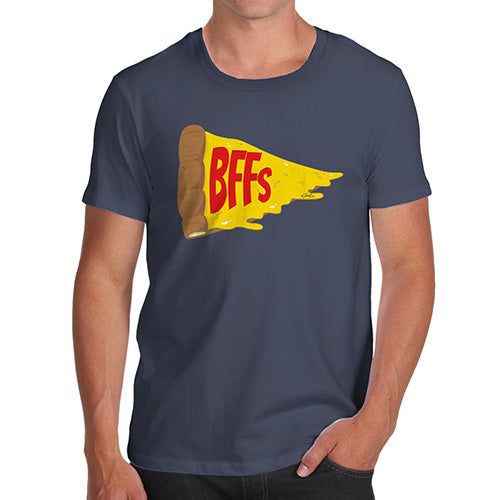 Novelty T Shirts For Dad Pizza BFFs Men's T-Shirt Small Navy