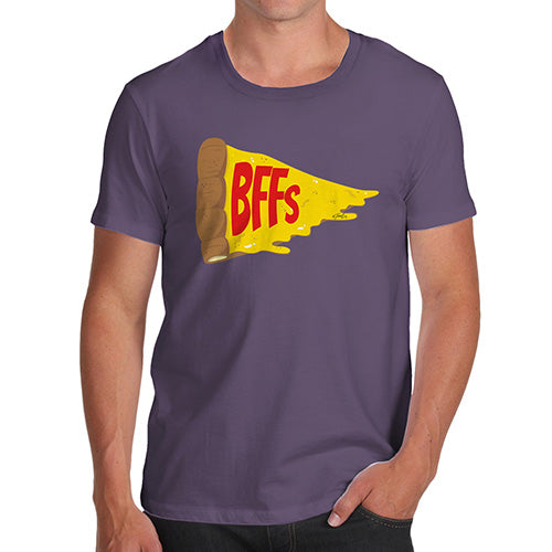 Mens T-Shirt Funny Geek Nerd Hilarious Joke Pizza BFFs Men's T-Shirt Small Plum