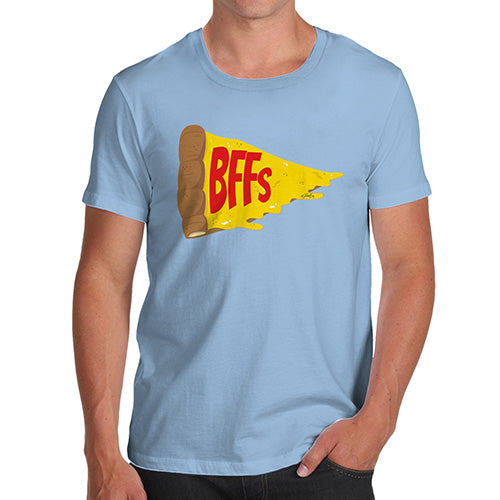 Novelty Tshirts Men Funny Pizza BFFs Men's T-Shirt Medium Sky Blue