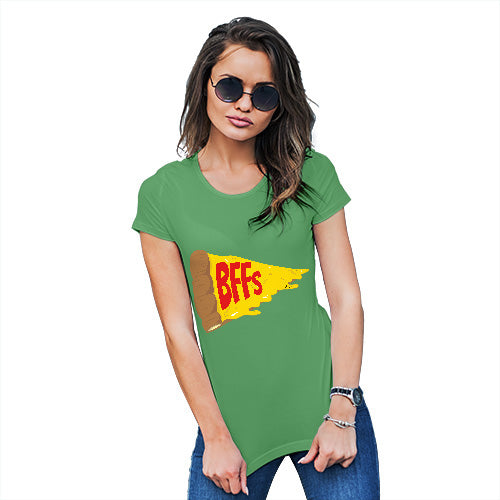 Womens Novelty T Shirt Christmas Pizza BFFs Women's T-Shirt X-Large Green