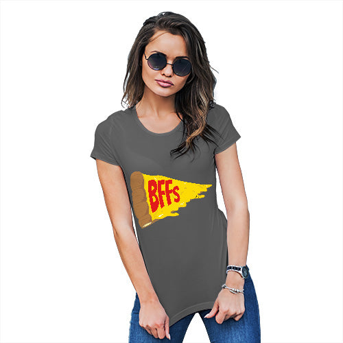 Womens Novelty T Shirt Christmas Pizza BFFs Women's T-Shirt Large Dark Grey