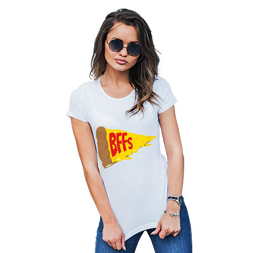 Womens Funny T Shirts Pizza BFFs Women's T-Shirt X-Large White