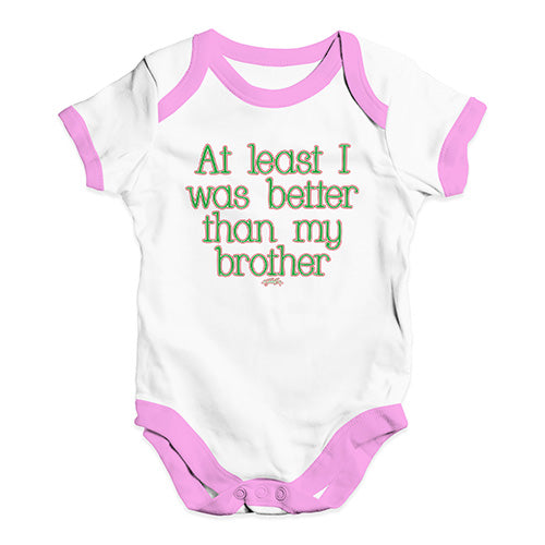 Baby Boy Clothes Better Than My Brother Baby Unisex Baby Grow Bodysuit 0 - 3 Months White Pink Trim