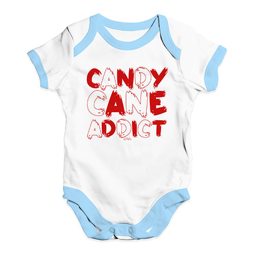 Funny Baby Bodysuits Candy Cane Addict Baby Unisex Baby Grow Bodysuit 3 - 6 Months White Blue Trim
