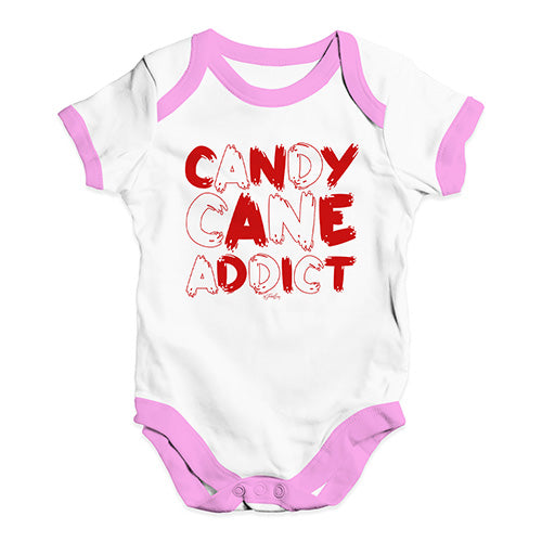 Funny Infant Baby Bodysuit Candy Cane Addict Baby Unisex Baby Grow Bodysuit 18 - 24 Months White Pink Trim