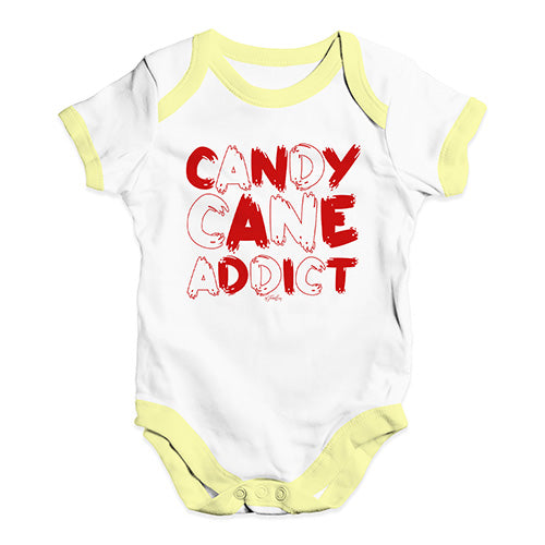 Baby Onesies Candy Cane Addict Baby Unisex Baby Grow Bodysuit 0 - 3 Months White Yellow Trim
