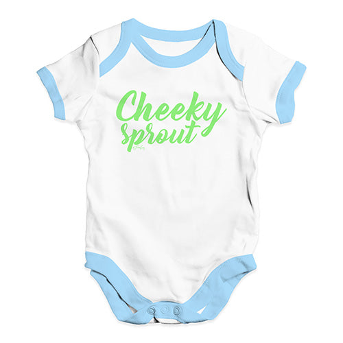 Funny Baby Clothes Cheeky Sprout Baby Unisex Baby Grow Bodysuit 6 - 12 Months White Blue Trim