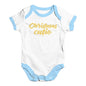 Cute Infant Bodysuit Christmas Cutie Baby Unisex Baby Grow Bodysuit New Born White Blue Trim