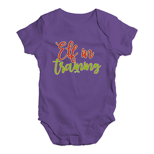 Babygrow Baby Romper Elf In Training Baby Unisex Baby Grow Bodysuit 0 - 3 Months Plum