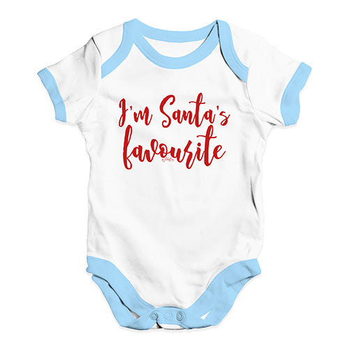 Baby Onesies I'm Santa's Favourite Baby Unisex Baby Grow Bodysuit 18 - 24 Months White Blue Trim