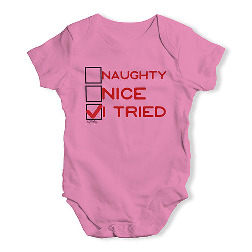 Baby Girl Clothes Naughty Nice I Tried Baby Unisex Baby Grow Bodysuit New Born Pink