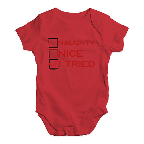 Baby Onesies Naughty Nice I Tried Baby Unisex Baby Grow Bodysuit 6 - 12 Months Red