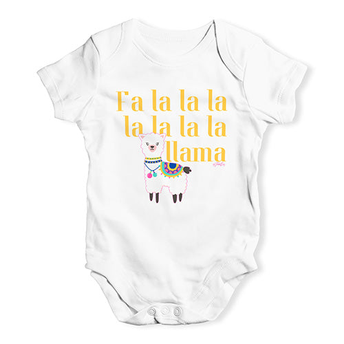 Bodysuit Baby Romper Fa La La La Llama Baby Unisex Baby Grow Bodysuit 6 - 12 Months White