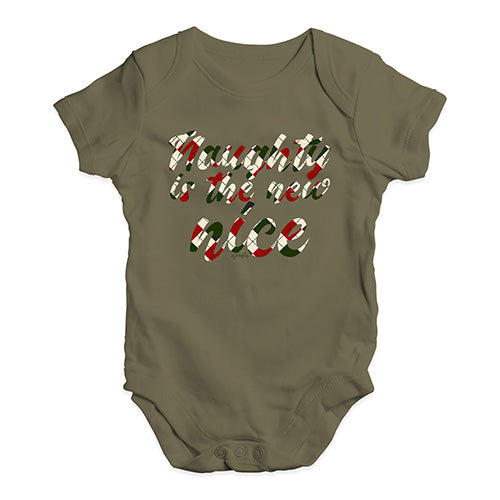 Baby Boy Clothes Naughty Is The New Nice Baby Unisex Baby Grow Bodysuit 6 - 12 Months Khaki