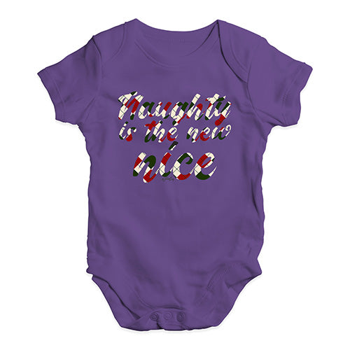 Baby Grow Baby Romper Naughty Is The New Nice Baby Unisex Baby Grow Bodysuit 6 - 12 Months Plum