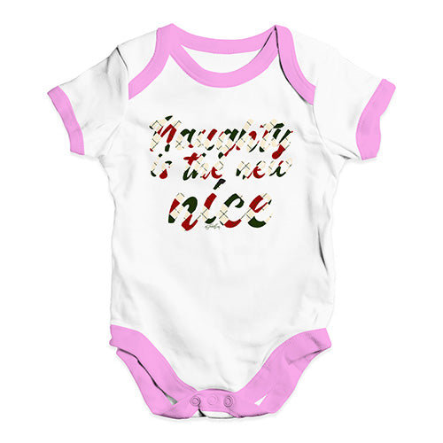 Cute Infant Bodysuit Naughty Is The New Nice Baby Unisex Baby Grow Bodysuit New Born White Pink Trim