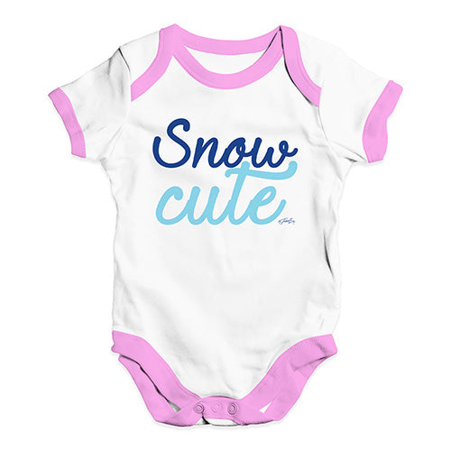 Bodysuit Baby Romper Snow Cute Baby Unisex Baby Grow Bodysuit 6 - 12 Months White Pink Trim