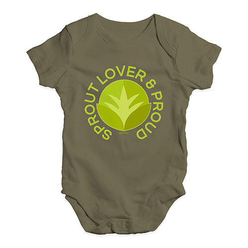 Baby Girl Clothes Sprout Lover And Proud Baby Unisex Baby Grow Bodysuit 0 - 3 Months Khaki