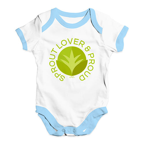 Baby Grow Baby Romper Sprout Lover And Proud Baby Unisex Baby Grow Bodysuit 0 - 3 Months White Blue Trim