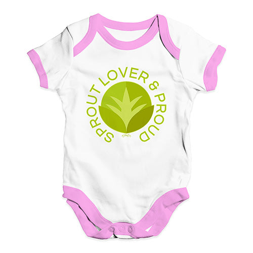 Funny Infant Baby Bodysuit Sprout Lover And Proud Baby Unisex Baby Grow Bodysuit 0 - 3 Months White Pink Trim