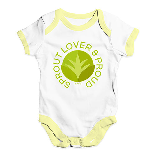 Baby Grow Baby Romper Sprout Lover And Proud Baby Unisex Baby Grow Bodysuit 3 - 6 Months White Yellow Trim