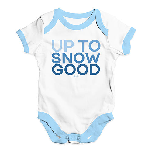 Funny Baby Clothes Up To Snow Good Baby Unisex Baby Grow Bodysuit 18 - 24 Months White Blue Trim