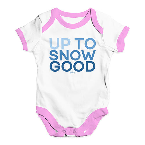 Cute Infant Bodysuit Up To Snow Good Baby Unisex Baby Grow Bodysuit 18 - 24 Months White Pink Trim