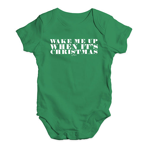 Bodysuit Baby Romper Wake Me Up When It's Christmas Baby Unisex Baby Grow Bodysuit 12 - 18 Months Green