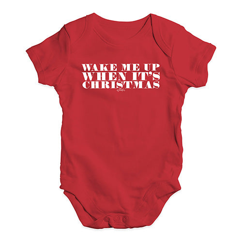 Funny Infant Baby Bodysuit Onesies Wake Me Up When It's Christmas Baby Unisex Baby Grow Bodysuit 0 - 3 Months Red