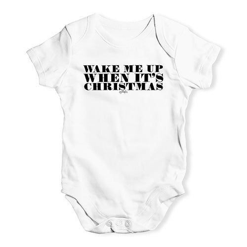 Bodysuit Baby Romper Wake Me Up When It's Christmas Baby Unisex Baby Grow Bodysuit 0 - 3 Months White