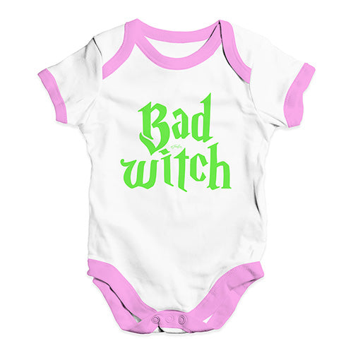 Baby Boy Clothes Bad Witch Baby Unisex Baby Grow Bodysuit 3 - 6 Months White Pink Trim