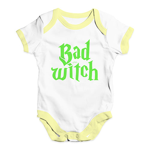 Bodysuit Baby Romper Bad Witch Baby Unisex Baby Grow Bodysuit New Born White Yellow Trim