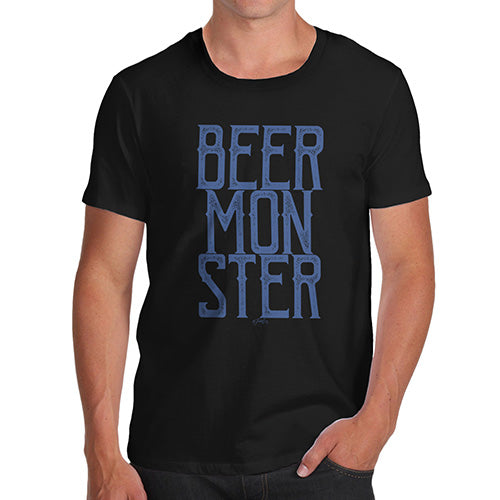 Mens Novelty T Shirt Christmas Beer Monster Men's T-Shirt Medium Black