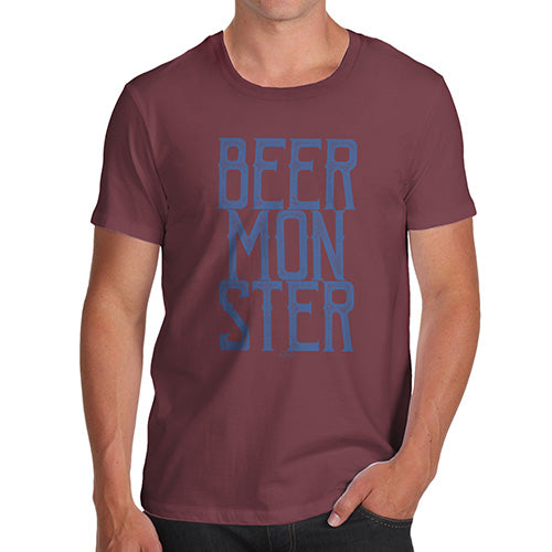 Funny Mens T Shirts Beer Monster Men's T-Shirt Medium Burgundy