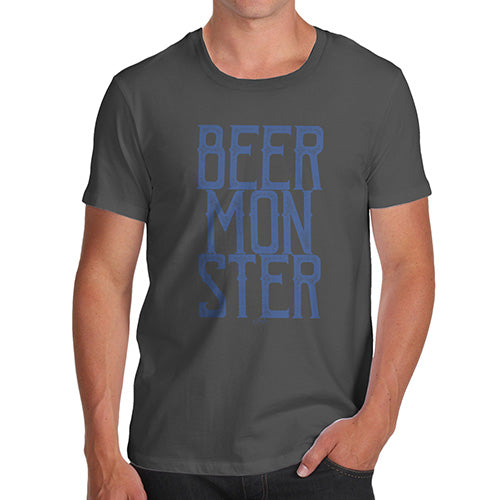 Novelty Tshirts Men Beer Monster Men's T-Shirt Small Dark Grey