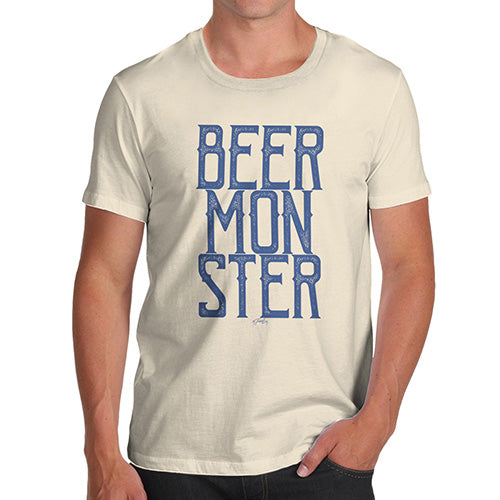 Funny T-Shirts For Guys Beer Monster Men's T-Shirt Medium Natural