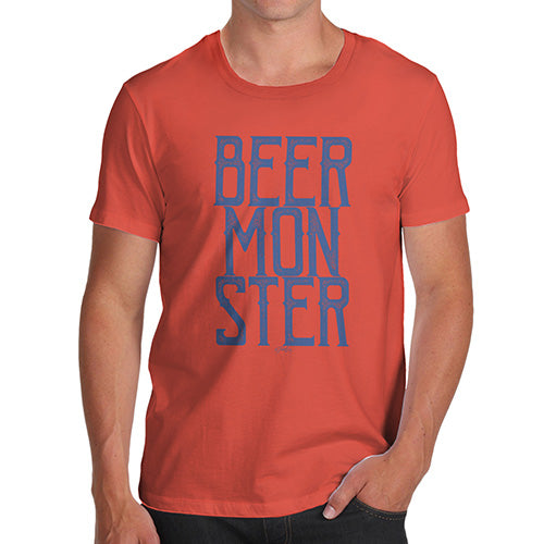 Funny Tee Shirts For Men Beer Monster Men's T-Shirt Medium Orange
