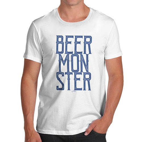 Funny Tee Shirts For Men Beer Monster Men's T-Shirt Large White