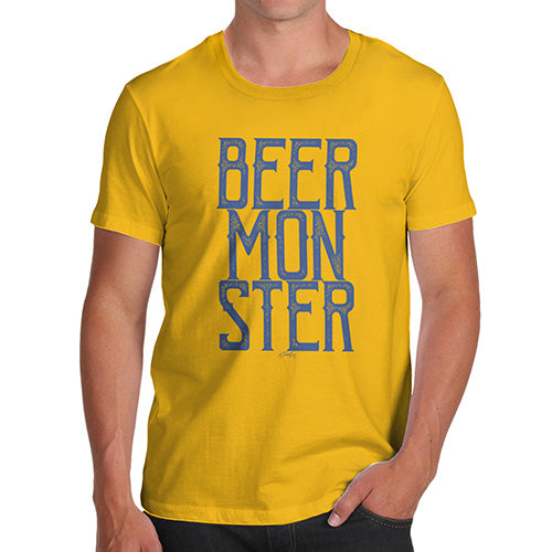 Funny T Shirts For Men Beer Monster Men's T-Shirt Large Yellow