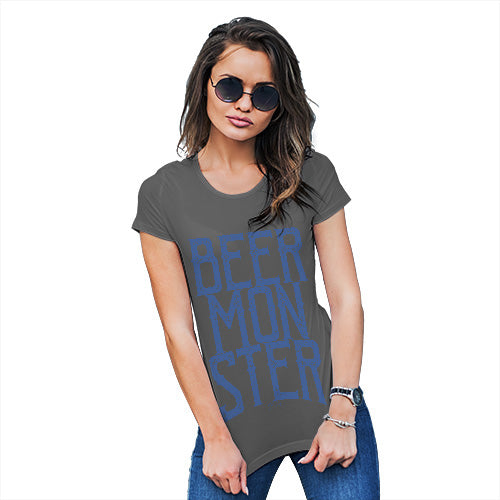 Novelty Tshirts Women Beer Monster Women's T-Shirt Small Dark Grey