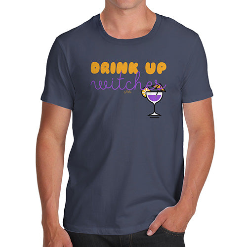 Mens T-Shirt Funny Geek Nerd Hilarious Joke Drink Up Witches Men's T-Shirt Small Navy