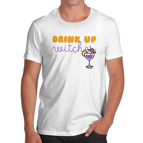 Funny T Shirts For Men Drink Up Witches Men's T-Shirt X-Large White