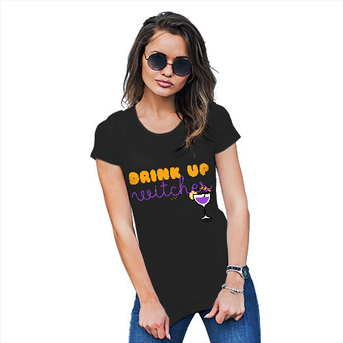 Novelty Gifts For Women Drink Up Witches Women's T-Shirt Small Black